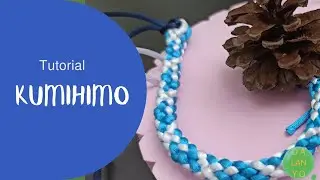 Tutorial de kumihimo 8 hilos 2 colores Azul y blanco Edo Yatsu