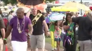 WTKR's Blaine and Jessica Second Line at Bayou Boogaloo in Norfolk