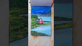 Sunset watercolor painting😱😱🌅 // sunset water reflection painting// senery #shorts#nature #sunset