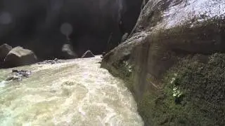 Navigating the Virgin river through the Narrows at Zion