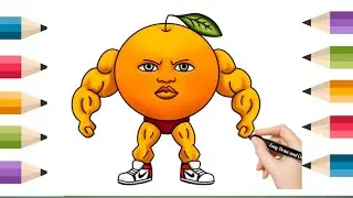 How to draw Udin Din Din Dun - Muscular Orange -Kids drawing step by step 
