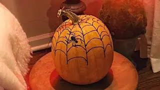 Spiderweb Painted Pumpkins - Easy No-Carve Pumpkin Decorating DIY Craft - Halloween Decorating