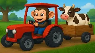 Injured Cow Incident, Monkey Farmer Transports Cow With Tractor - Farm Work | Cobby Farm