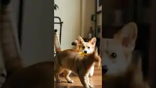 Corgi Throws Banana Peel! Cat Slips Owl Watches In Shock #cute #viral #animals