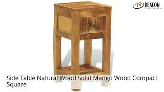 Side Table Natural Wood Solid Mango Wood Compact Square