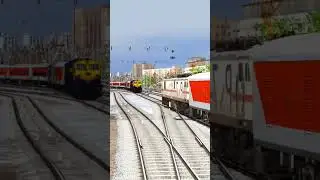 Two trains on same tracks #train #railroad