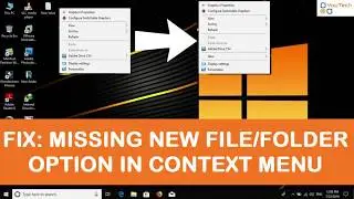 Fix : Missing Create New file / folder option in Context Menu | Windows 10