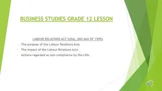INTRODUCTION TO LABOUR RELATIONS ACT