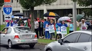 Nurses, supporters picket Baystate Health's Springfield headquarters over contract disputes