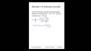 Fluid Mechanics - kinematic viscosity - Example 1-9