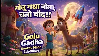 Golu Gadha Bola Chalo Chand 🚀 | Donkey Moon Adventure | Hindi Rhymes | PokoPooh