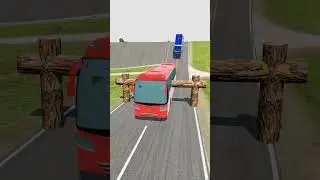 City Buses & Cargo Trucks & Flatbed Trucks vs Logs Trap - BeamNGDrive