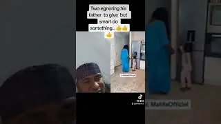 two young kid egnoring  his  father to give food but doing something. surprise. call mother...👍👍👍