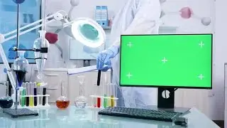 Computer With Green Screen Stock Video