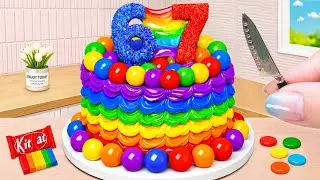 Trending 67 Number Rainbow Cake 🤩 Tiny Rainbow Buttercream Jelly Cake 🍰 Mini Cake Studio