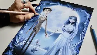Drawing Tim Burton's Corpse Bride - Halloween art 🎃