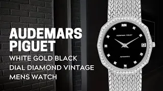 Audemars Piguet White Gold Black Dial Diamond Vintage Mens Watch | SwissWatchExpo
