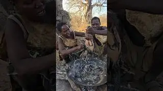 Hadzabe family preparing Guineafowl meat #trending #chaabaa #dudukwe