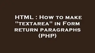HTML : How to make 