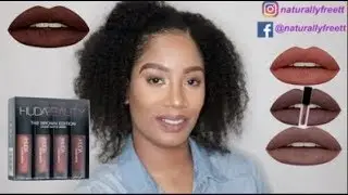 HUDA BEAUTY BROWN EDITION LIQUID MATTE LIPSTICKS || NATURALLY FREE