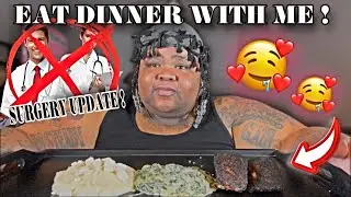 BLACKEN SALMON CREAMY SPINACH AND MASH POTATOES MUKBANG | SURGERY UPDATE NO MEXICO FOR ME 😔