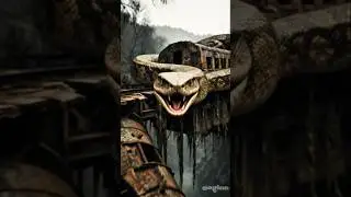 The train was destroyed by a giant snake #horror #shorts