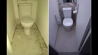 Ремонт в туалете R&eacute;novation toilettes avant apr&egrave;s