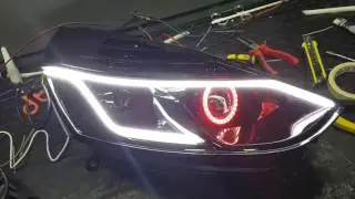 Renault Clio iv 4 headlights restyling total Led rgb bicolor glossy black