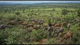 Ranger Watching Over a Massive Antelope Herd in the African Wilderness | Wildlife Video