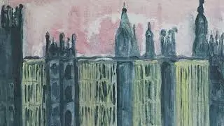Vintage Cityscape Oil Painting Screensaver 4K | Moody Skyline Urban Art | 1 Hour Ambient Display