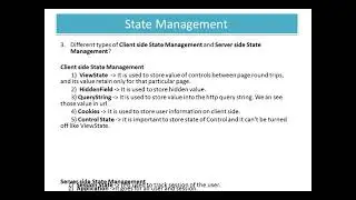Asp.Net State Management Concept# Interview Question