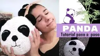 🐼🍃 Связанная крючком подушка в виде медведя Панды