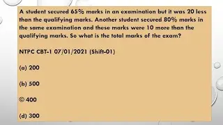 A student secured 65% marks in an examination but it was 20 less than the qualifying marks. Another