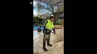 Pressure washing travertine tiles