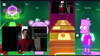 Godzilla and Spunki vs Spider-Man and Simpsons son fighting in tilehopbeats amazing game with Herous