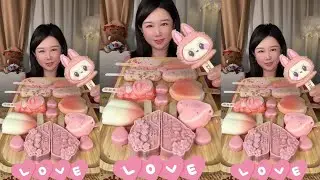Asmr Mukbang Delicious Food Challenge | A pink ice cream party! Last month, a fan said they wanted