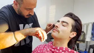 ASMR Full Barber Service | Straight Razor Shave, Haircut, Facial, Wax & Grooming Experience ASMR