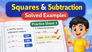 Maths Tricks for Kids 🔥 | Squares & Subtraction | Practice Sheet 1 | Easy Exam Methods