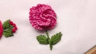 Beautiful 3D rose flower embroidery.3D গোলাপ সেলাই।#rose #handembroidery#flower