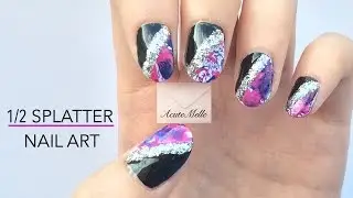 Half Splatter Nail Art