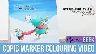 Copic Marker Colour Bundle Girl with Penguin Rubber Stamp - Stamping Bella