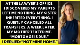 At The Lawyer's Office, I Discovered My Parents Left Me Nothing. My Sister Inherited Everything...