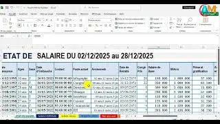 N°9#:  Programmation du bulletin de paie en excel  (Partie 2)
