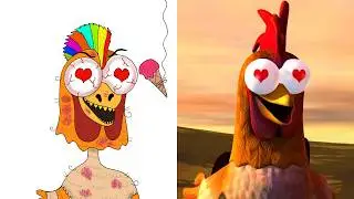 El Pinguino🐧 El Gallo y la Pata 🐔 Canciones de la Granja de Zen&oacute;n Effect - Funny Drawing Meme