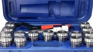 Accusize Industrial Tools 15 Pc Er40 Collet Set Plus 1 pc R8 Bridgeport Shank Holder and a Wrench