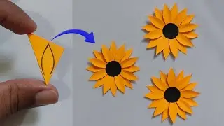 Very Easy Paper Sunflower Craft | Paper Flower Making Step By Step | DIY Flower Craft
