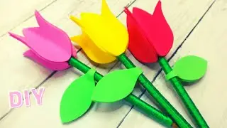 TULIPANES DE FOMI (goma eva)🌷🌷/ Lapiceros decorados para regalar el 14 de febrero/ Tulips