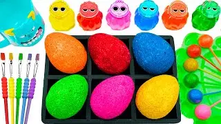 Satisfying Video l DIY How To Make Rainbow Shapes Glitter Eggs Mixing Slimes Sprunki Lollipop ASMR
