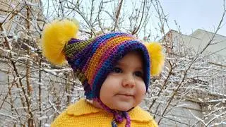 Adorable Rainbow Crochet Baby Hat with Pom Poms | Cozy & Colorful Winter Beanie