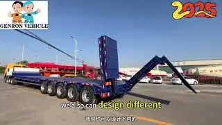 10 axles lowbedtrailer with automatic ladder can transport 100 tons heavy equipment export to africa